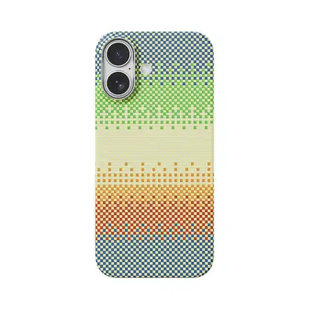 Comma kryt Woven Kevlar Magnetic Shockproof Case pre iPhone 17 - Green Orange Light