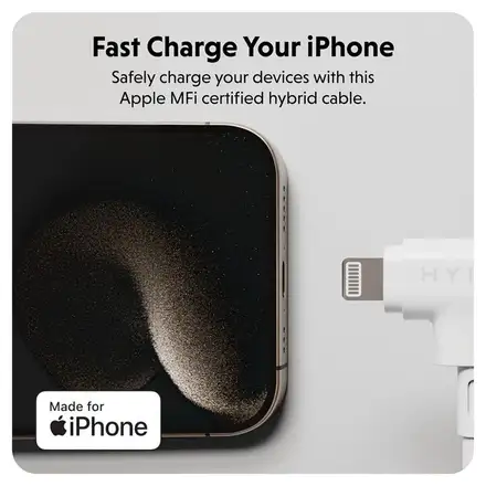 Hyper kábel HyperJuice USB-C/Lightning Hybrid Silicone Cable 1.5m - White