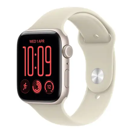 Apple Watch SE 3 GPS 44mm Starlight Aluminium Case with Sand Sport Band - M/L