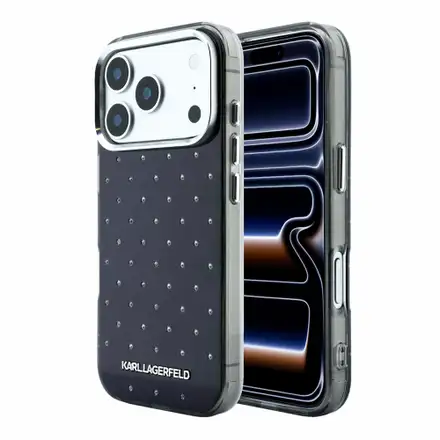 Karl Lagerfeld IML Rhinestones Allover kryt iPhone 18 Pro čierna