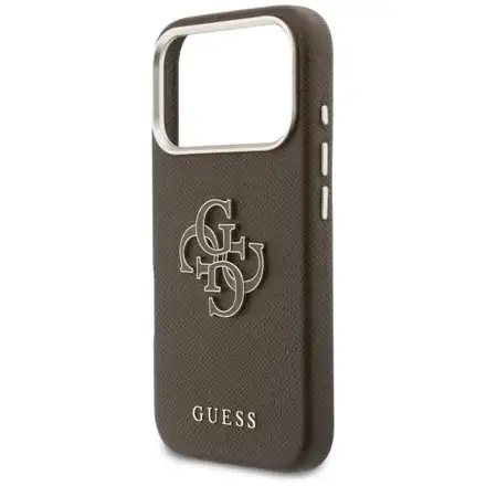 Guess PU Resin Logo kryt iPhone 17 Pro hnedý