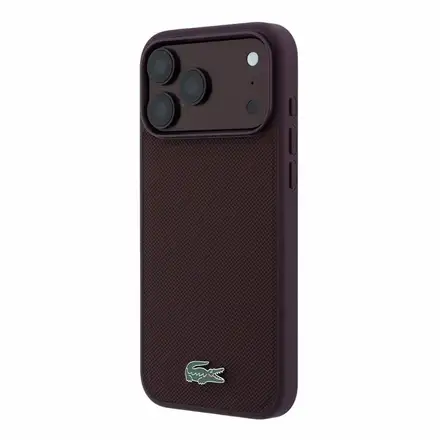 Lacoste PVC Iconic Petit Pique Metal Logo MagSafe kryt iPhone 18 Pro Max tmavo červený