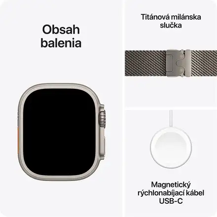 Apple Watch Ultra 3 GPS + Cellular 49mm Prírodný titán s prírodným titánovým milánským ťahom - S *Rozbalený*