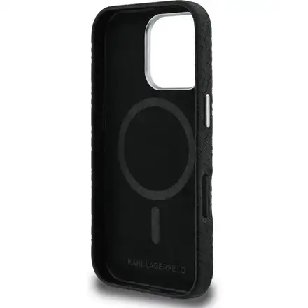 Karl Lagerfeld Grained PU Repeated Logo MagSafe kryt iPhone 16 Pro čierny