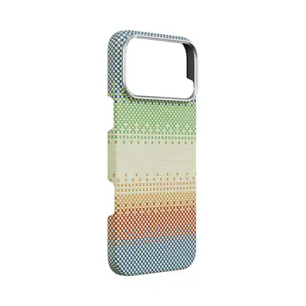 Comma kryt Woven Kevlar Magnetic Shockproof Case pre iPhone 17 Pro - Green Orange Light