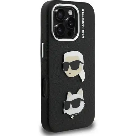 Karl Lagerfeld Grained PU K&CH Heads kryt iPhone 16 Pro čierny