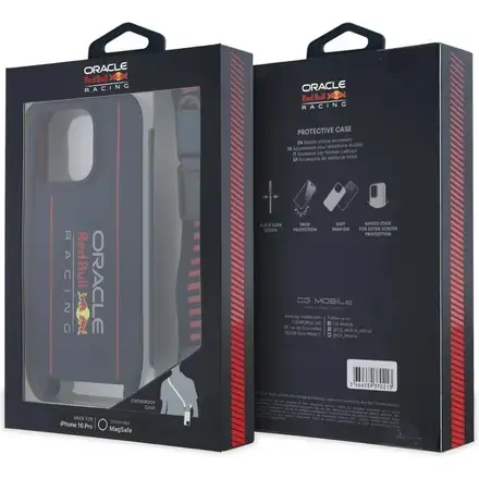 Red Bull Silicone Vertical Logo MagSafe Zadný Kryt + Crossbody popruh pre iPhone 16 Pro modrý