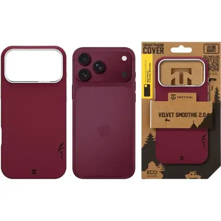 Tactical MagForce Velvet Smoothie 2.0 Kryt Apple iPhone 18 Pro Max/17 Pro Max tmavo červený