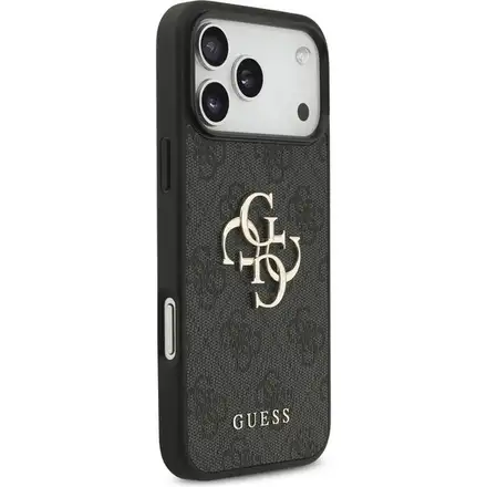 Guess PU 4G Metal Logo Strap kryt iPhone 17 Pro Max čierny