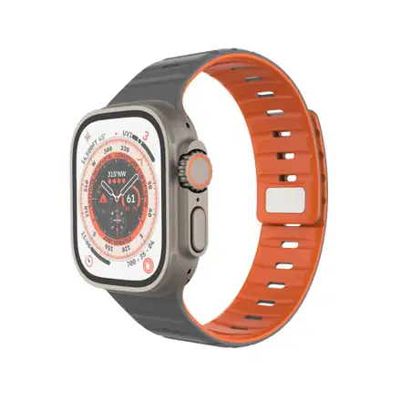 FIXED Silicone Magnetic Strap pre Apple Watch 42/44/45/49mm, svetlo šedý