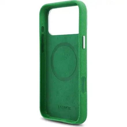 Lacoste Iconic Petit Pique Metal Logo MagSafe kryt iPhone 17 Pro Max zelený