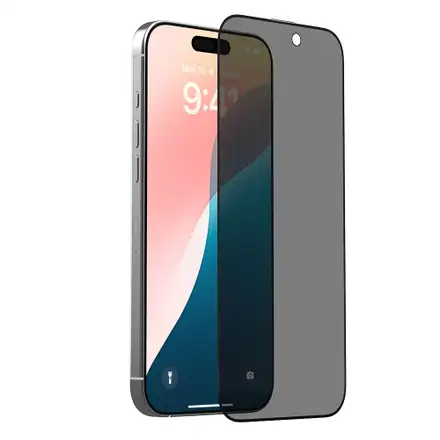 Devia ochranné sklo Van Series Privacy pre iPhone 16 Plus/15 Plus - Black Frame
