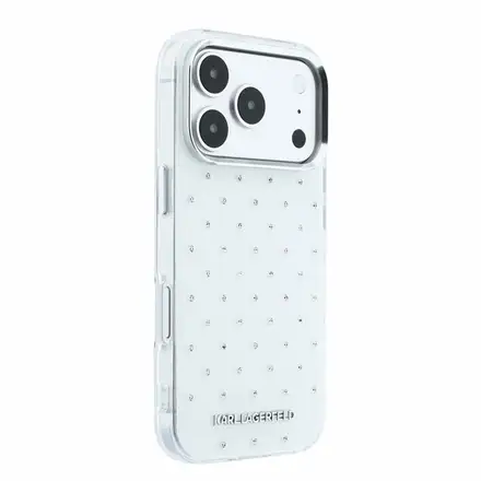 Karl Lagerfeld IML Rhinestones Allover kryt iPhone 18 Pro Max biely