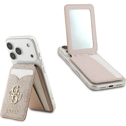 Guess PU 4G Mirror MagSafe Cardslot Peňaženka so Stojanom ružová