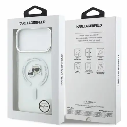 Karl Lagerfeld IML K&CH Heads Metal Frame MagSafe kryt iPhone 18 Pro biely