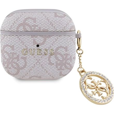 Guess 4G Script PC/PU Charm Púzdro pre AirPods 4 ružové