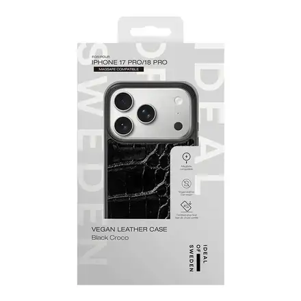 iDeal Fashion Vegan Leather Case MagSafe iPhone 17 Pro / 18 Pro Black Croco