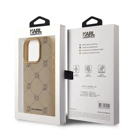 Karl Lagerfeld PU Karl Heads Pattern Magsafe kryt iPhone 15 Pro Max béžová
