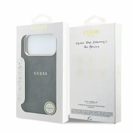 Guess PU Leather 4G Gold Frame Embossed MagSafe kryt iPhone 18 Pro Max čierny
