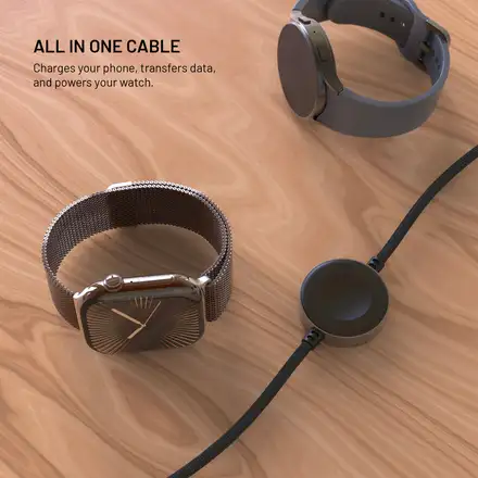FIXED Power Watch Cable s konektormi  USB-C/USB-C, šedý