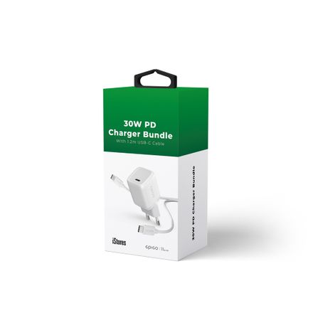 iStores by Epico 30W PD Charger Bundle with USB-C to USB-C cable 1.2m - biela