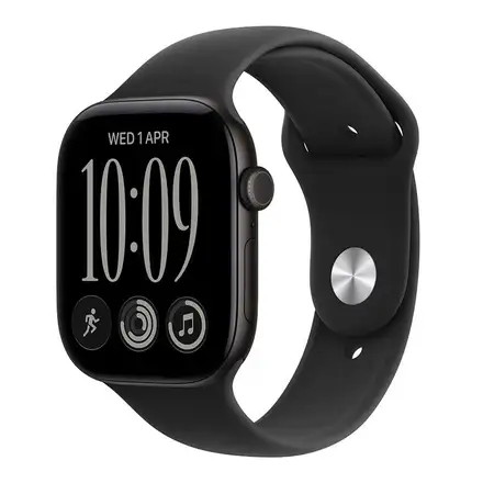 Apple Watch Series 12 GPS 46mm Black Aluminium Case with Black Sport Band - M/L