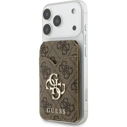 Guess PU 4G Mirror MagSafe Cardslot Peňaženka so Stojanom hnedá