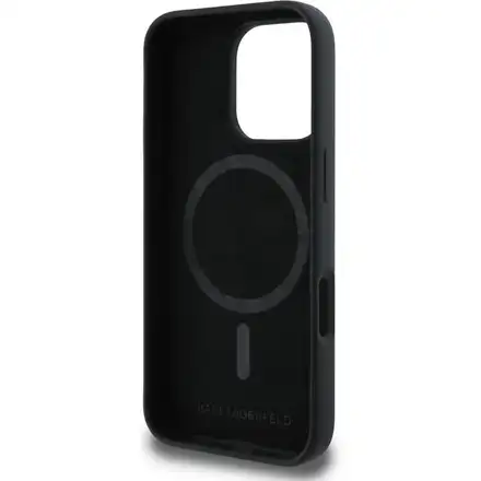 Karl Lagerfeld Liquid Silicone Karl and Choupette MagSafe kryt iPhone 16 Pro Max čierny