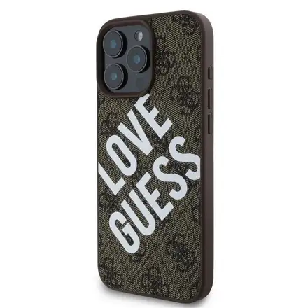 Guess PU Leather 4G Big Love Logo MagSafe kryt iPhone 16 Pro čierny