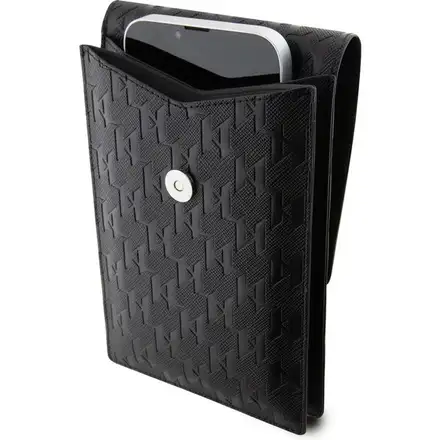 Karl Lagerfeld Saffiano Monogram Ikonik NFT Taška na Telefón čierna