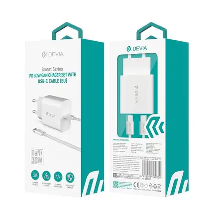 Devia sieťová nabíjačka Smart Series PD 30W with USB-C Cable - White