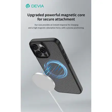 Devia kryt Kevlar Ultra-Thin Magnetic Shockproof Case pre iPhone 16 - Black