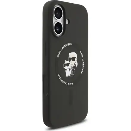 Karl Lagerfeld Liquid Silicone Karl and Choupette MagSafe kryt iPhone 17 čierny