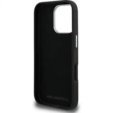 Karl Lagerfeld Grained PU K&CH Heads kryt iPhone 16 Pro čierny