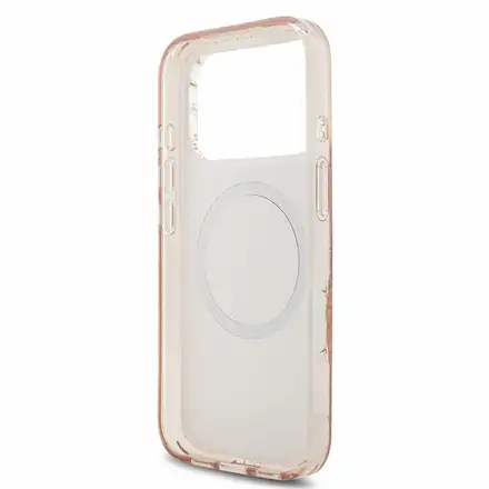 Guess IML Flowers Allover Strap MagSafe kryt iPhone 18 Pro ružový
