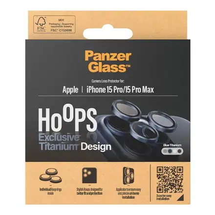 PanzerGlass ochranné sklo Hoops pre iPhone 15 Pro/15 Pro Max - Blue Titanium