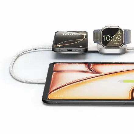 ZENS Pro 3 USB C - C cable 1,5 m 240W Qi2 charger+ Watch White