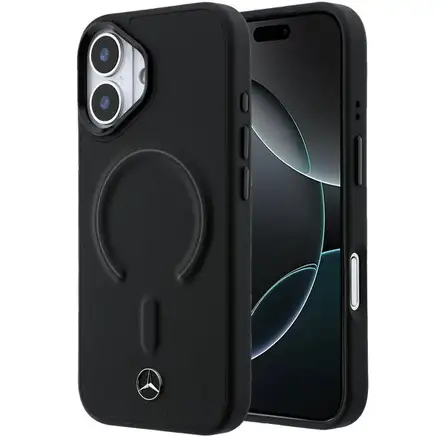 Mercedes PU Leather 3D MagSafe Zadný Kryt pre iPhone 17 čierny