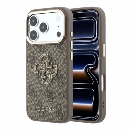Guess PU 4G Resin Metal Logo kryt iPhone 18 Pro Max hnedý