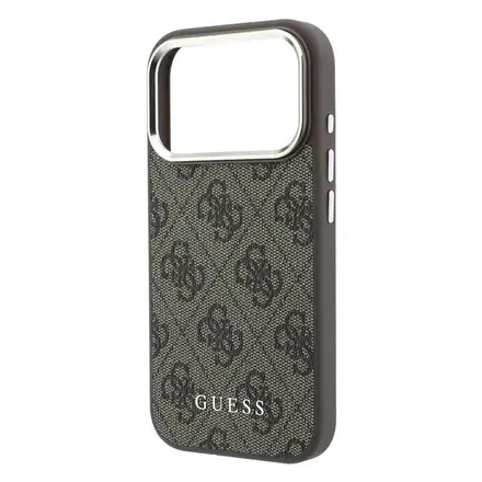 Guess PU Leather 4G Gold Frame MagSafe kryt iPhone 18 Pro Max hnedý