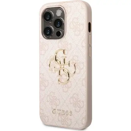 Guess PU 4G Metal Logo kryt iPhone 14 Pro Max ružový