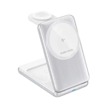 Mobile Origin 3in1 Foldable Qi2 Charger PW8 - Silver