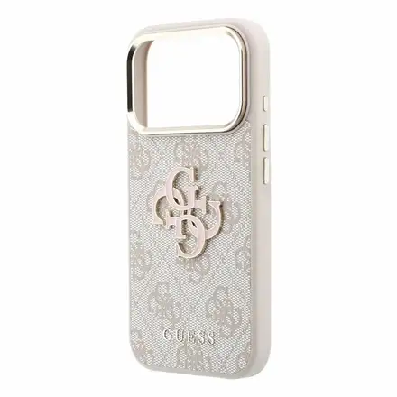 Guess PU 4G Resin Metal Logo kryt iPhone 18 Pro ružový