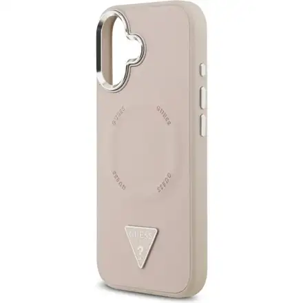 Guess PU Leather Triangle Logo MagSafe kryt iPhone 17 ružový