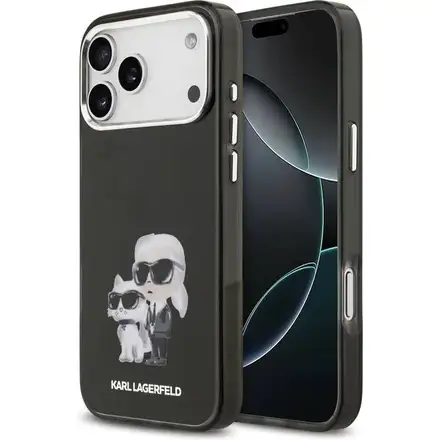 Karl Lagerfeld IML Aquarelle Karl and Choupette kryt iPhone 17 Pro Max čierny