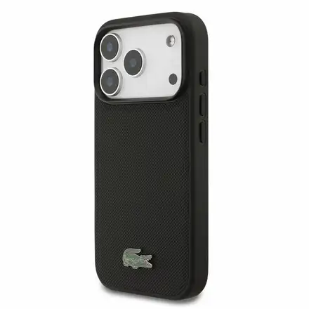 Lacoste PVC Iconic Petit Pique Metal Logo MagSafe kryt iPhone 18 Pro čierny