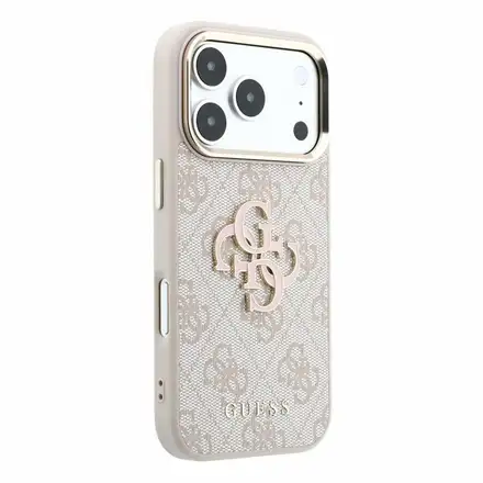 Guess PU 4G Resin Metal Logo kryt iPhone 18 Pro Max ružový