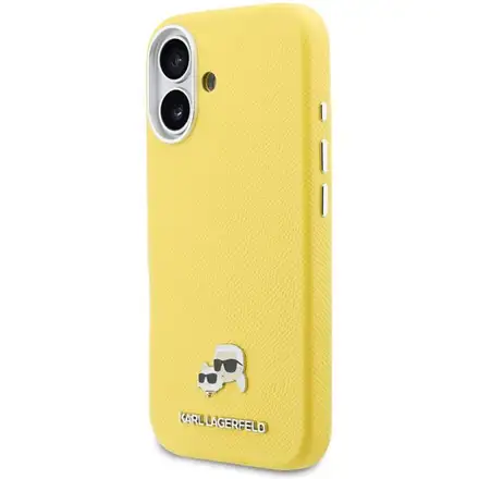 Karl Lagerfeld PU Karl and Choupette Heads Pins MagSafe kryt iPhone 17 žltý