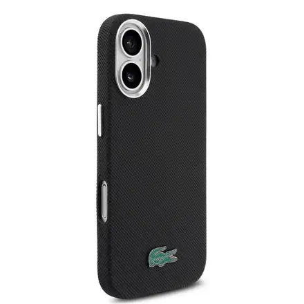 Lacoste PVC Iconic Petit Pique Metal Logo MagSafe kryt iPhone 16 čierny