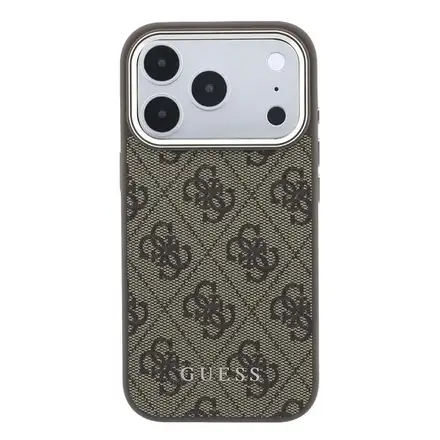 Guess PU Leather 4G Gold Frame MagSafe kryt iPhone 18 Pro Max hnedý